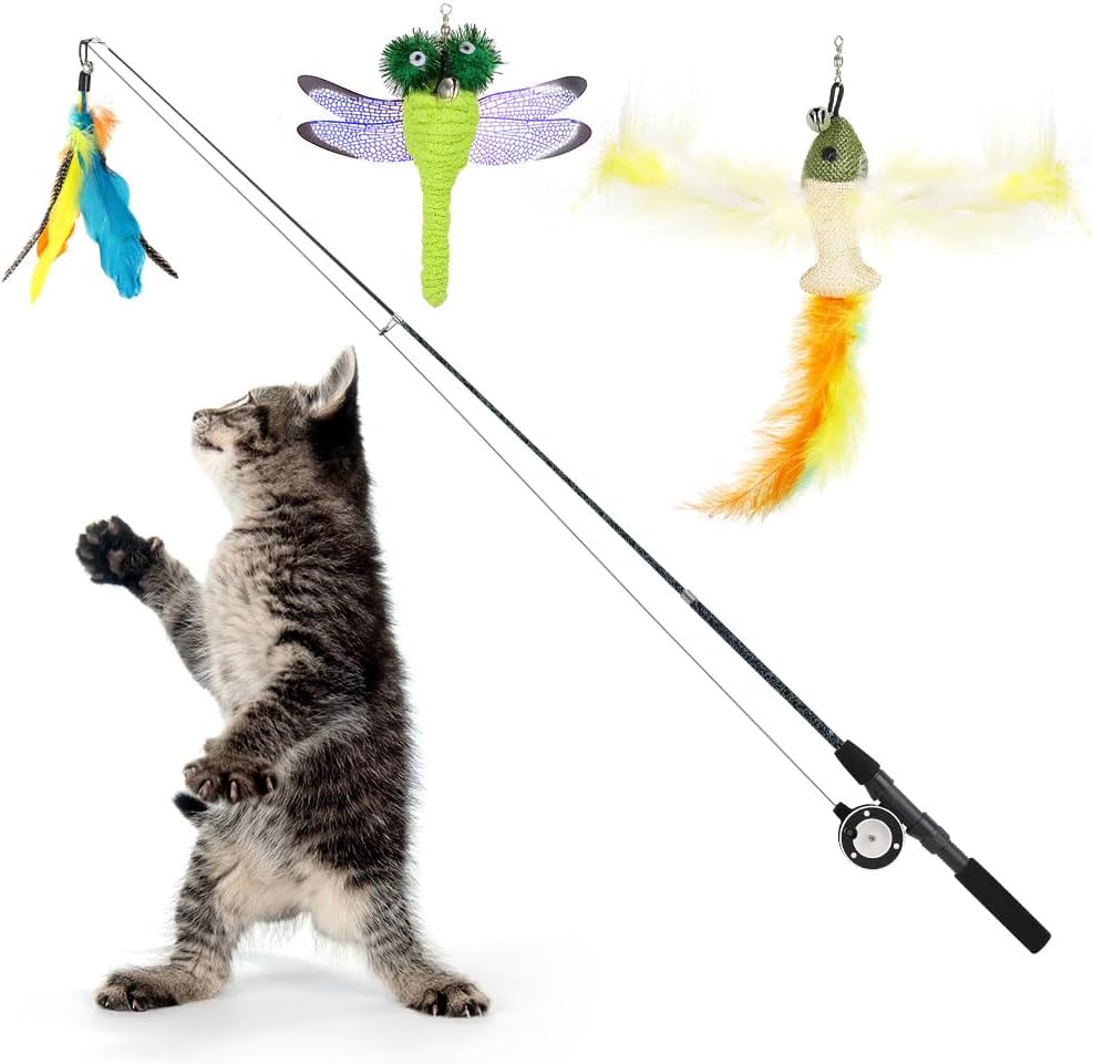 Interactive Cat Feather Teaser - Fun Exerciser Pack!