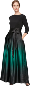 Womens Long Satin Mother of the Bride Dress with Pockets - Ombre Satin