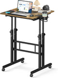 Small Standing Desk with Wheels - Mobile Adjustable Rolling Table