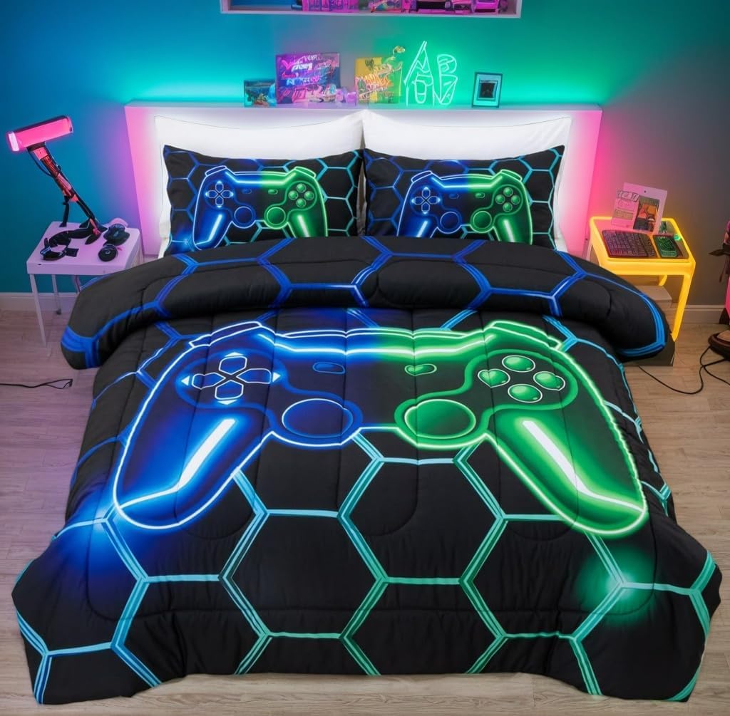 NTBED Game Console Comforter Set for Kids - 3D Geometric Design