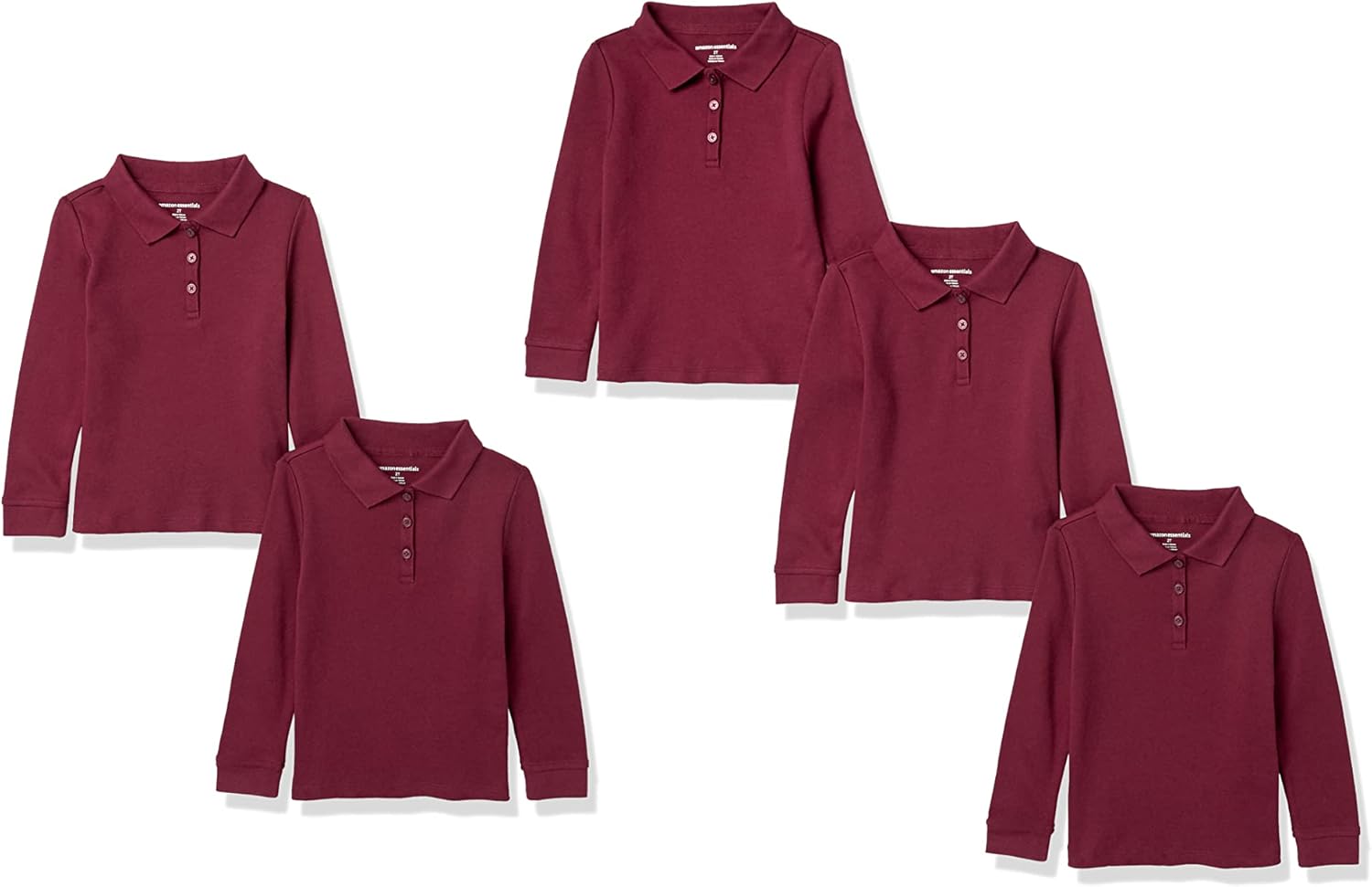 Long-Sleeve Interlock Polo Shirts for Girls and Toddlers