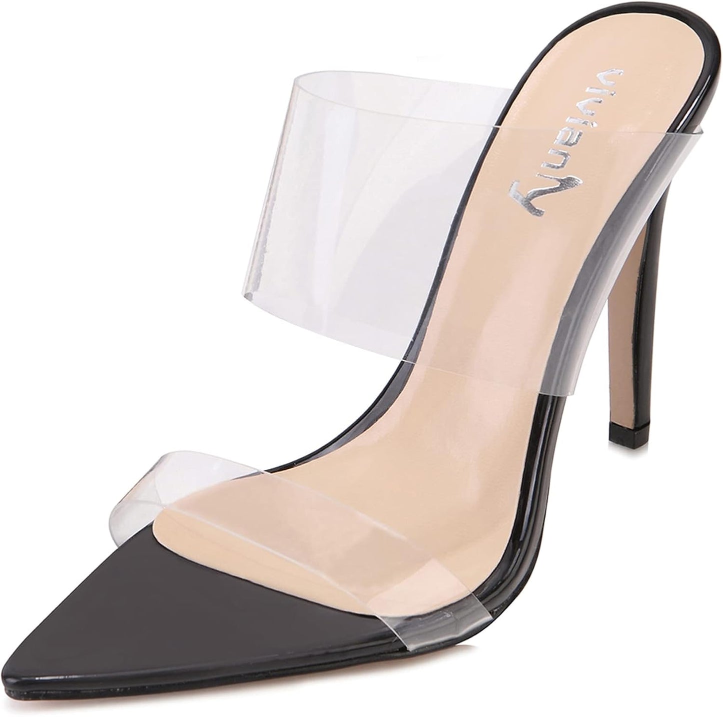Vivianly Clear Pointed Toe Heels Sandals for Stylish Women