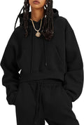 Women's Fleece Jogger Set 2-Piece Tracksuit - Soft Crop Hoodie