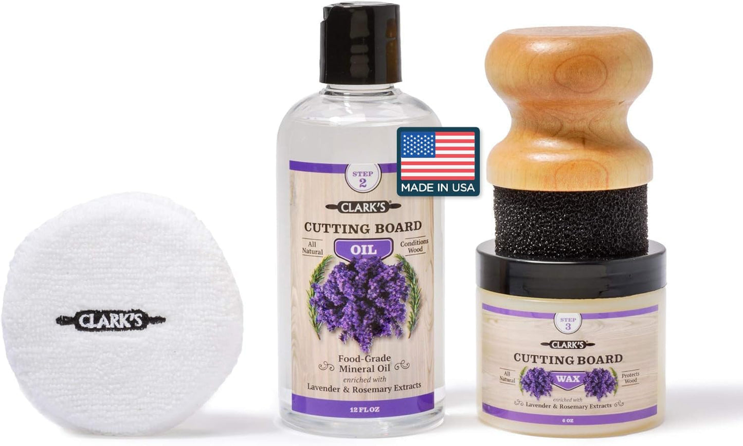 CLARKS Cutting Board Oil and Wax Kit for Perfect Wood Care