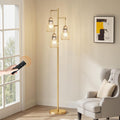 Dimmable Gold Floor Lamp for Living Room - Remote Control, 3-Head
