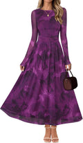 MEROKEETY Women's Long Sleeve Floral Maxi Dress - Fall Wedding Guest