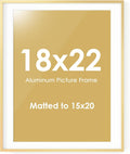 Fun Memories 18x22 Picture Frame Gold - Elegant Metal Wall Frame