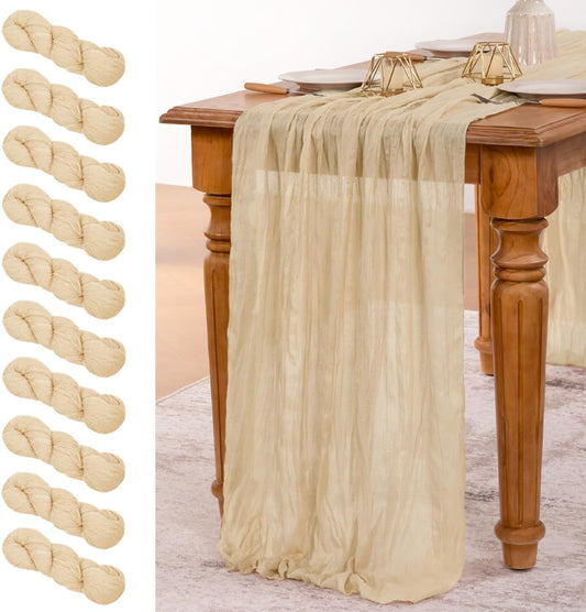 MLMW 10 Pack Champagne Gold Table Runner for Elegant Events