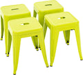 18 in Lime Green Industrial Metal Stools Set of 4 - Stackable
