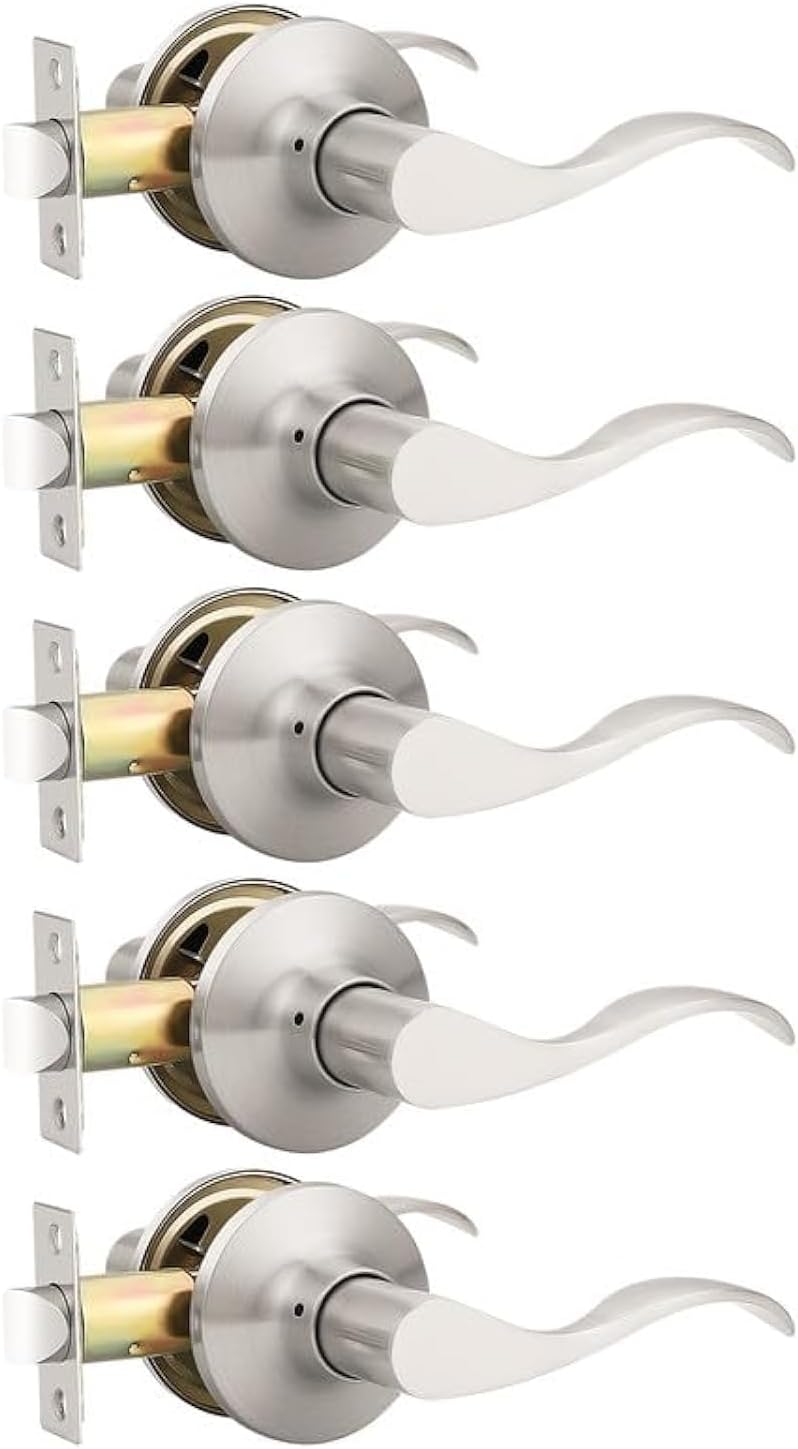Mengico Satin Nickel Modern Interior Passage Door Knobs Set