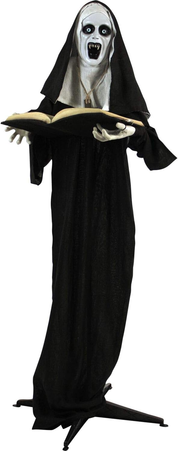 Life-Size Scary Talking Witch Nun Halloween Animatronic Decor