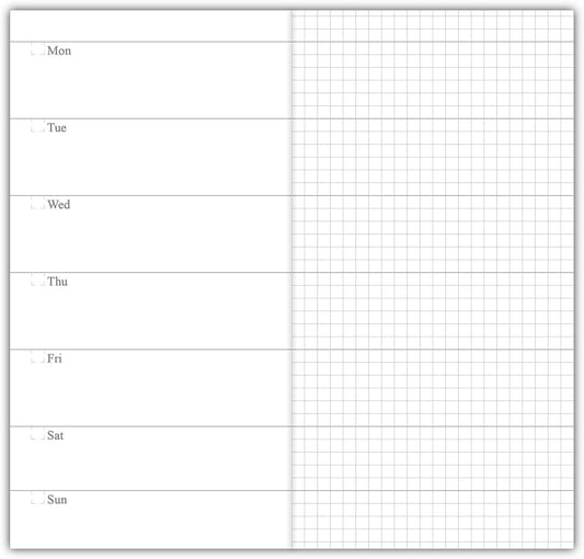 Set of 3 Weekly Refills, 192 Pages - Standard Size Travelers Notebook
