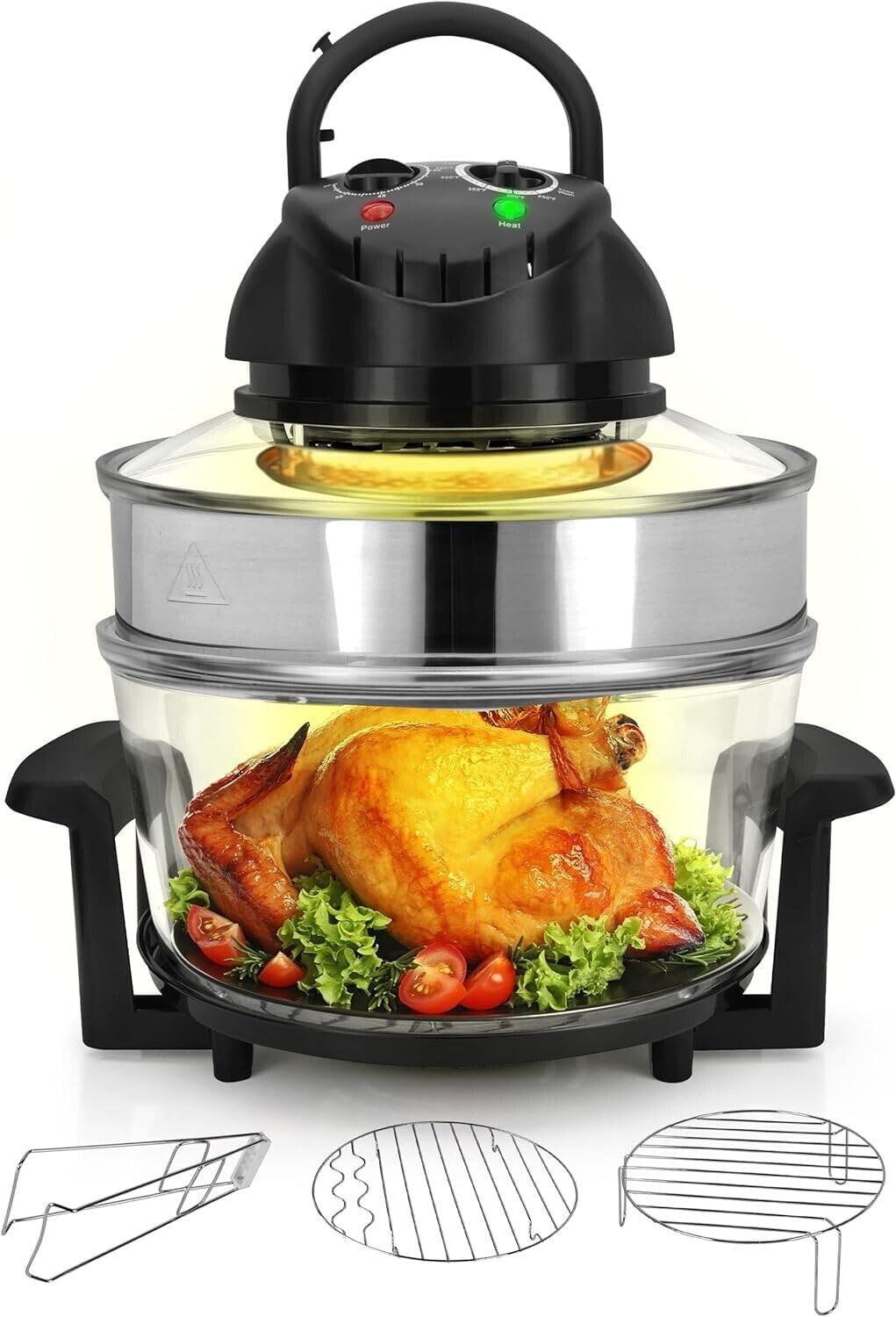 NutriChef 18Qt Air Fryer - Best Cooking Results with Glass Bowl
