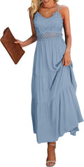 Dokuritu Beach Crochet Lace Maxi Dress - Flattering Vacation Staple