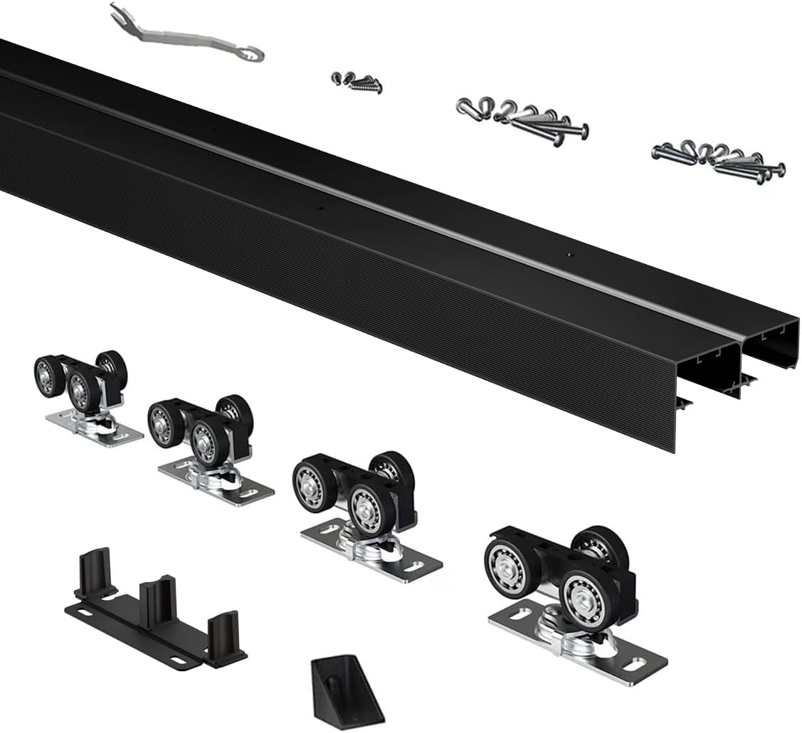 Heavy Duty Bypass Sliding Closet Door Track Hardware Set 48in