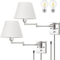 TRLIFE Wall Sconce Plug in Dimmable Swing Arm Lights - Set of 2