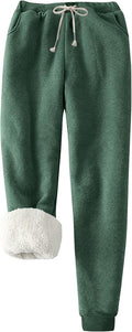 Flygo Women's Winter Sherpa Lined Fleece Joggers - Cozy Cold Weather