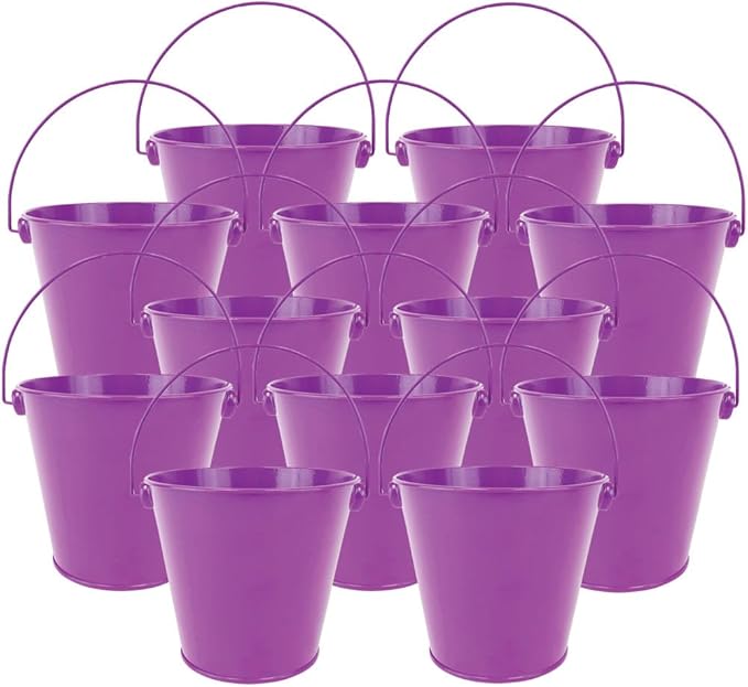 4-Inch Metal Crayon/Pencil Holder Favor Bucket Pails in Plum