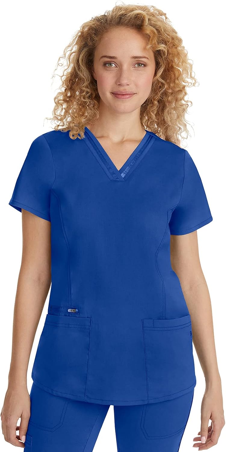 Healing Hands Women's Scrub Top with 3 Pockets and Stretch Fabric