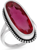 925 Sterling Silver Ruby Ring for Women - Dainty Bezel Set
