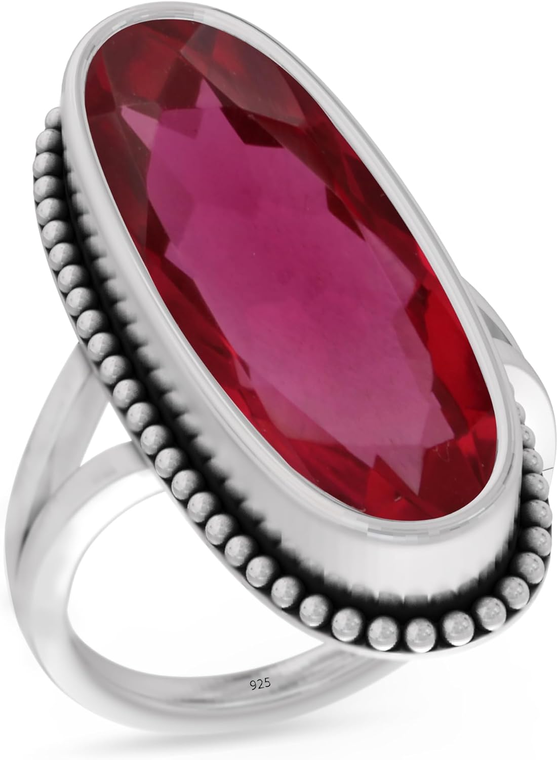 925 Sterling Silver Ring with Ruby Gemstone for Women