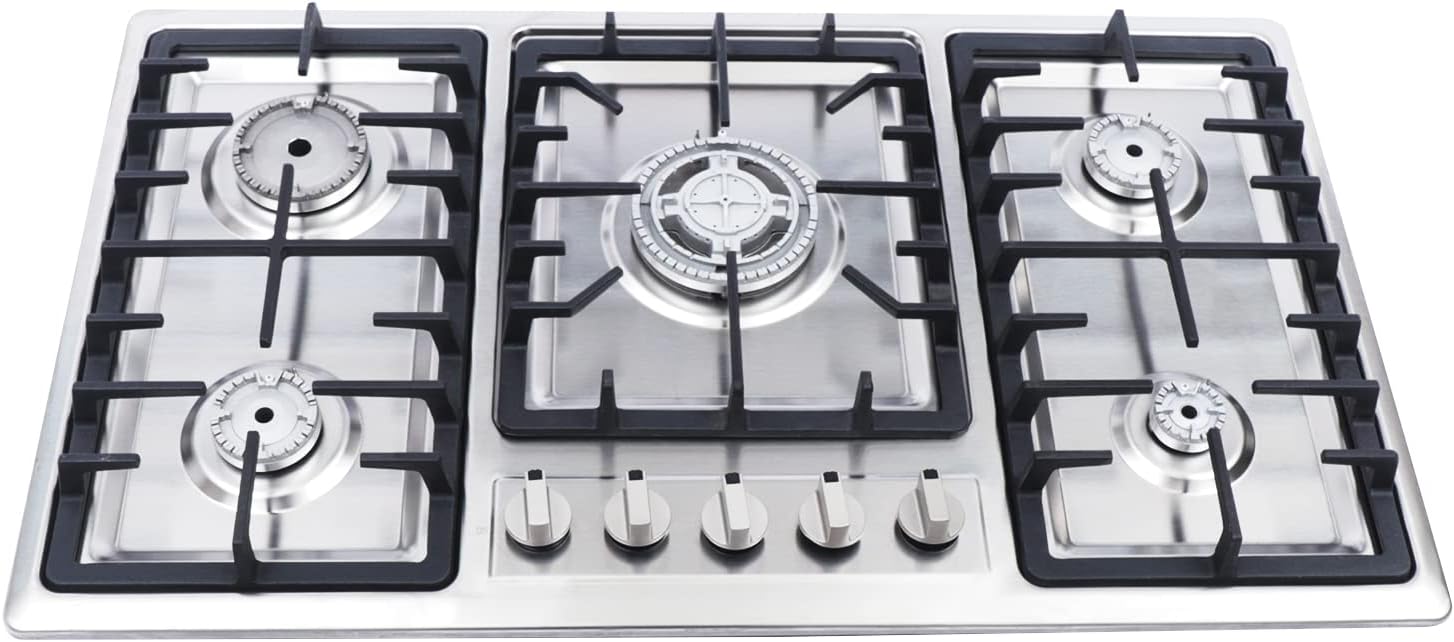 Powerful 5 Burner Gas Cooktop for Home and Restaurant Use
