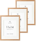 11x14 Picture Frame Solid Oak with Mat to 8x10 - Set of 3