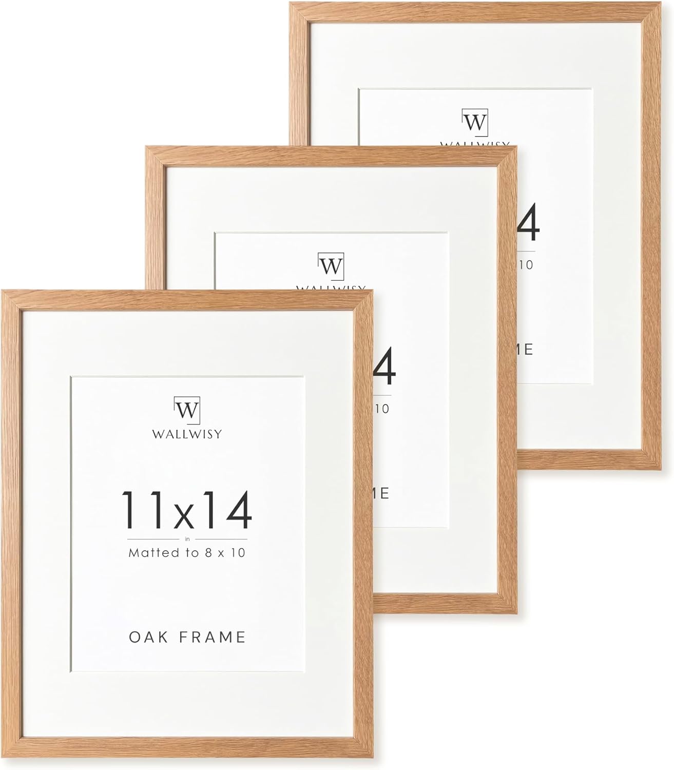 11x14 Picture Frame Set of 3 - Natural Oak Wood Frames