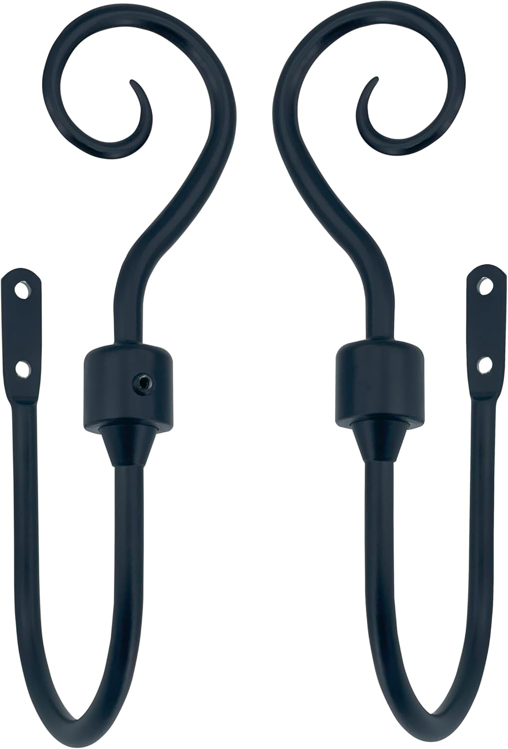 Set of 2 Heavy Duty Black Metal Curtain Holdbacks