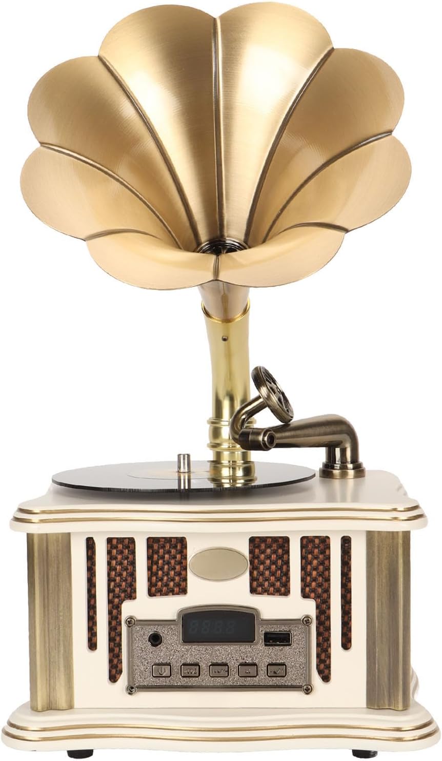 Vintage Phonograph Speaker with HiFi Sound and Dual Speakers