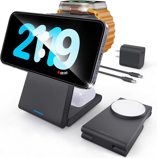 Foldable 3 in 1 Charging Station for Multiple Devices Travel