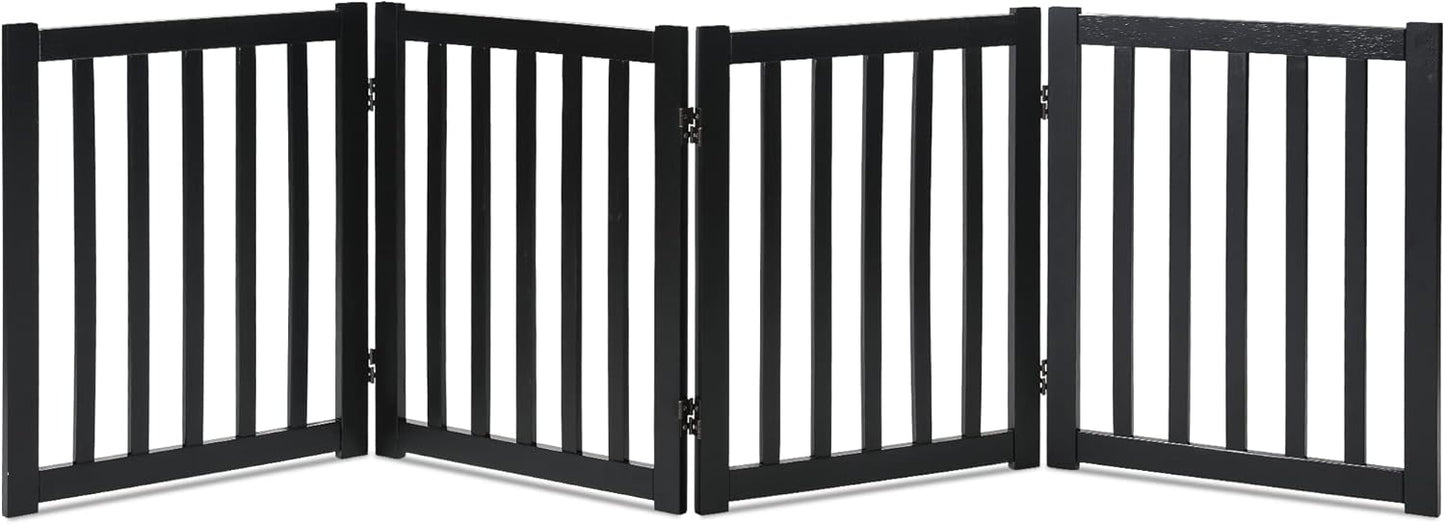 4-Panel Wooden Free Standing Foldable Dog Gate for Indoor Use