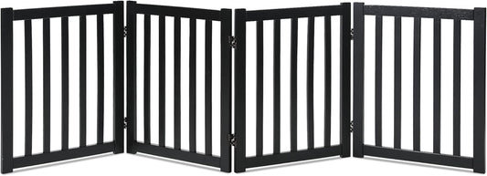 4-Panel Wooden Free Standing Foldable Dog Gate for Indoor Use