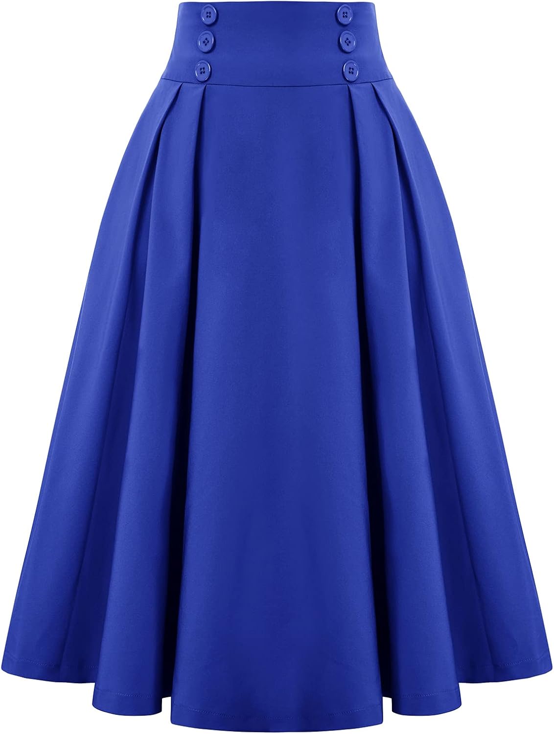 Belle Poque Women's Vintage High Waist Pleated Midi Skirt