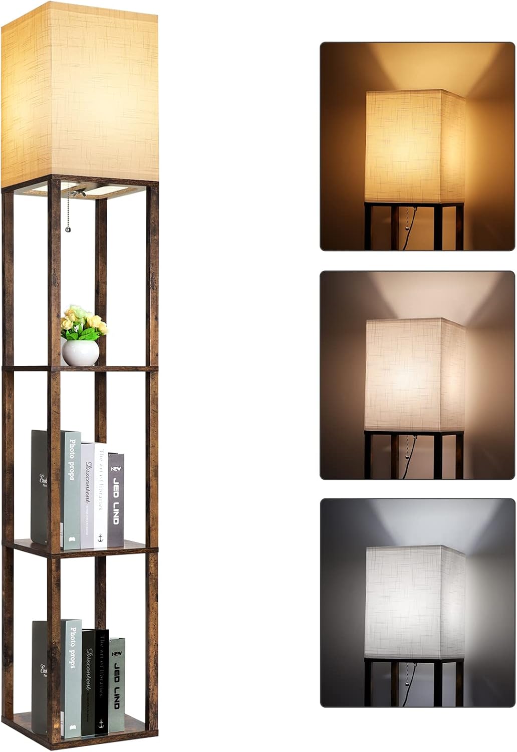 Modern Floor Lamp with Shelves - 3 Color Temperatures