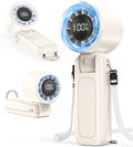 Beige 4 in 1 Handheld Portable Turbo Fan - Foldable 6-Speed Mini Fan