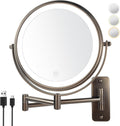 JANEEVA 8 in Wall Mounted Lighted Makeup Mirror - Rechargeable