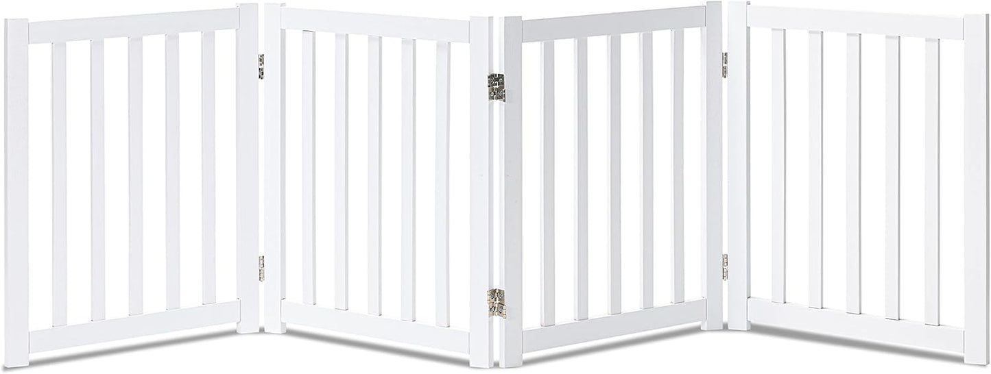 LZRS 4-Panel Wooden Free Standing Foldable Dog Gate for Pets