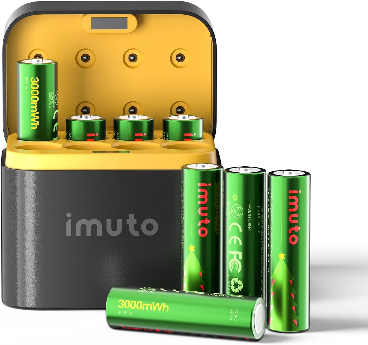 imuto Rechargeable AA Lithium Batteries for Christmas Lights