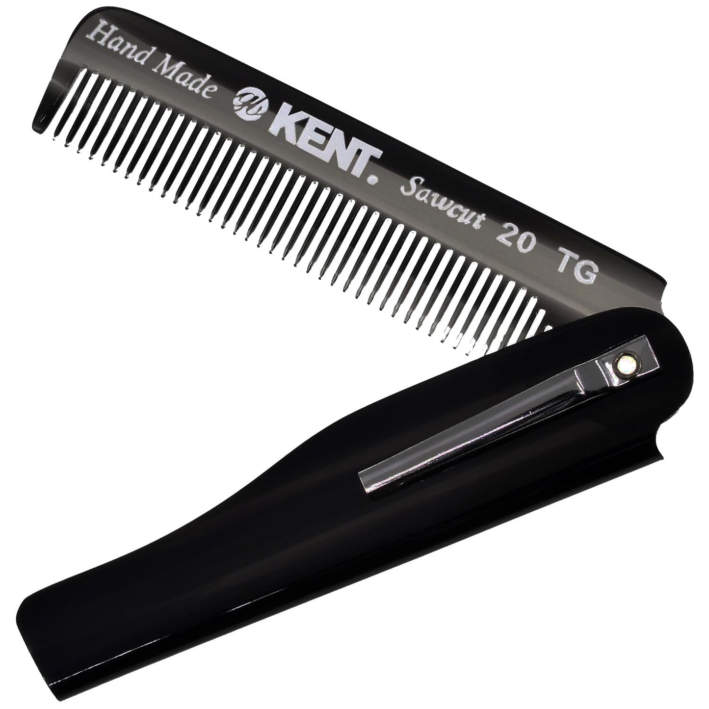 Kent 20T Black Graphite Handmade Folding Pocket Comb for Men