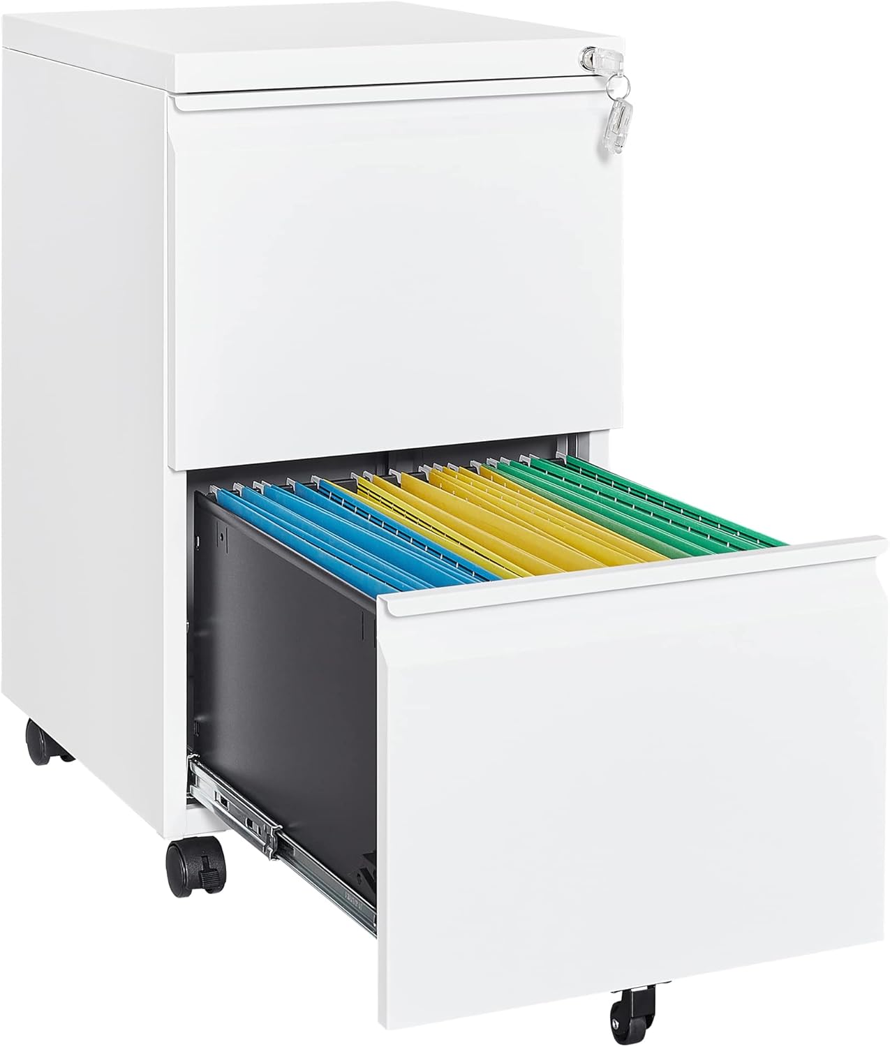 Letaya 2 Drawer Mobile File Cabinet with Lock for Home Office