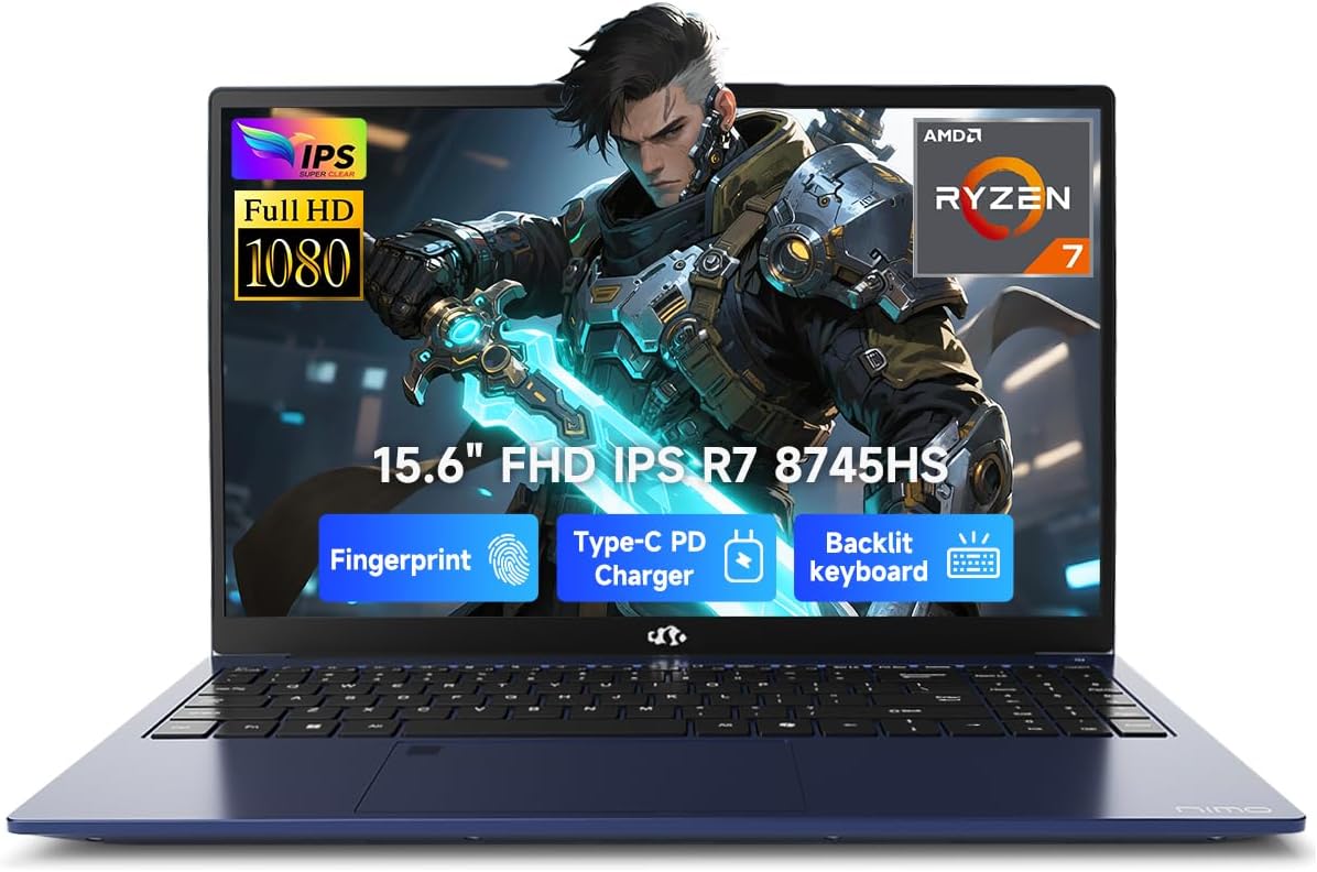 NIMO 15.6 FHD Gaming Laptop with Ryzen 7 and 32GB RAM