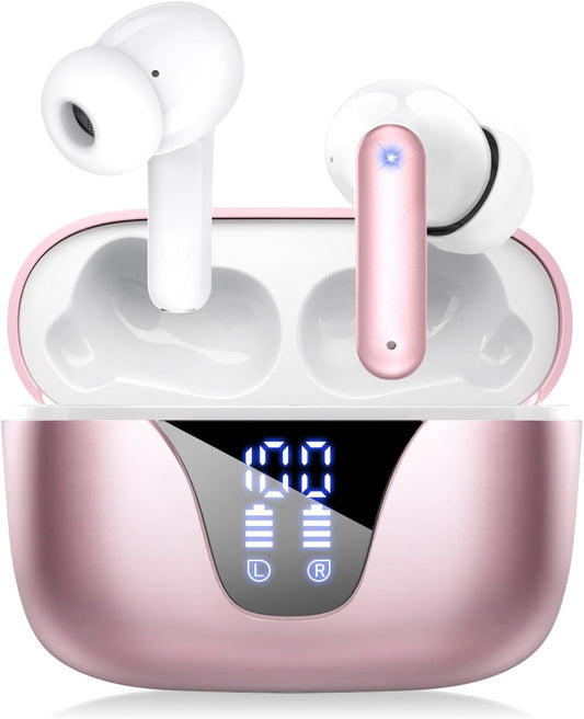 50hr Deep Bass Wireless Earbuds - Pink