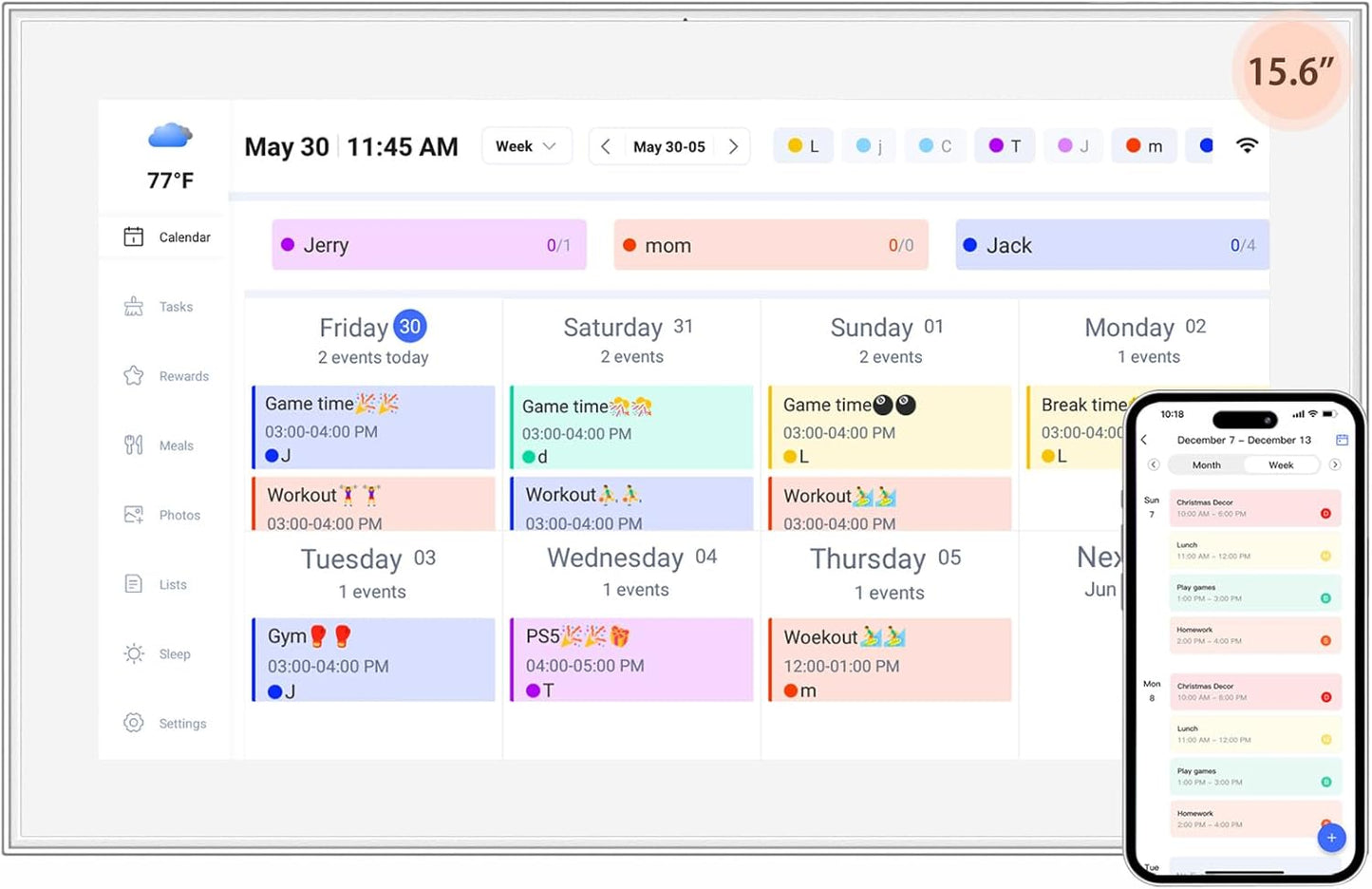 15.6 inch Digital Calendar Touchscreen for Family Schedules