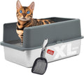 Stainless Steel Litter Box for Cats - Enclosed, Easy to Clean