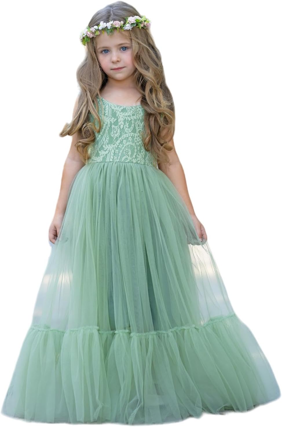 Flower Girl Dress Lace Tulle Boho Toddler Dresses for Events
