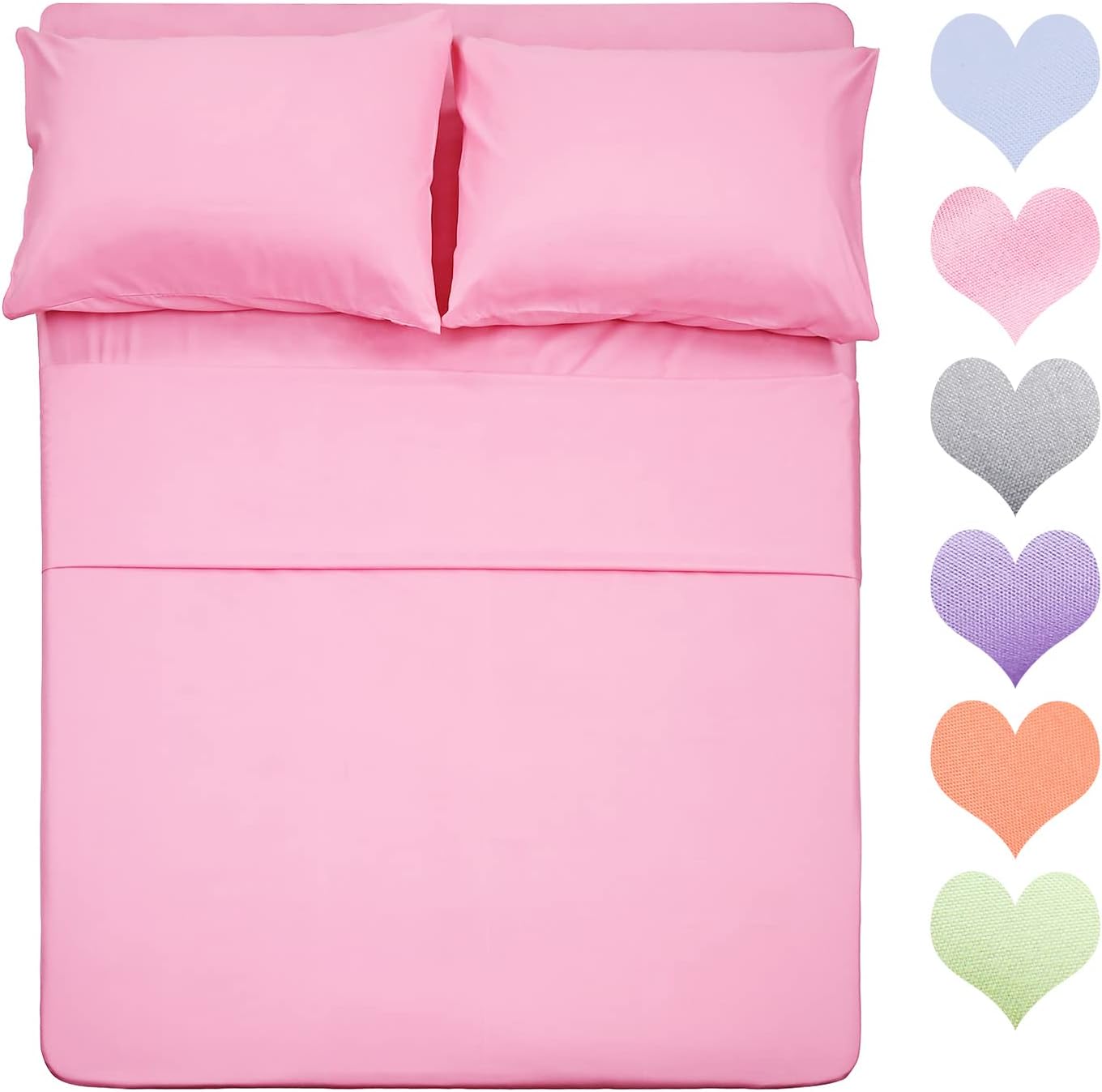 400 Thread Count Cotton Full Size Sheet Set in Peach Pink Color