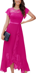 BeryLove Women's Lace Formal Dress with Elegant Slit Detail
