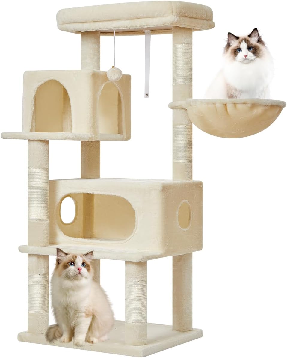 Taoqimiao 49-Inch Cat Tree with Luxurious Perch and Baskets