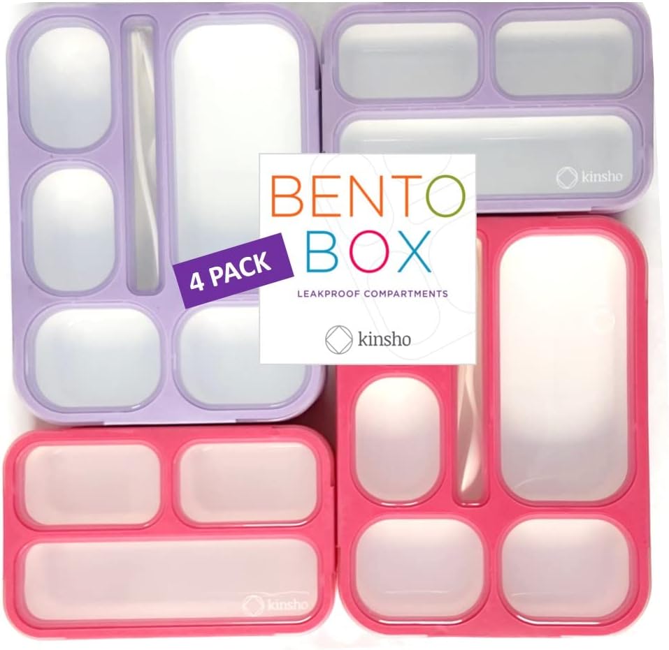 Bento Box Lunch Boxes Set of 4 for Kids, BPA Free, Leakproof
